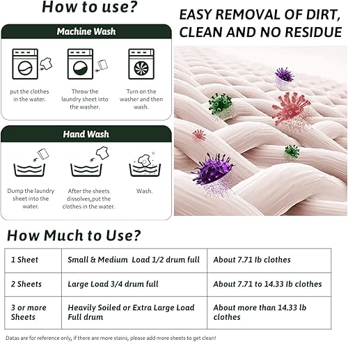 Miniatura 5 de Wenge Sábanas de lavandería ecológicas, 240 hojas, sin plástico, naturalmente hipoalergénicas, líquidas, menos lavadas, para el hogar, dormitorio,