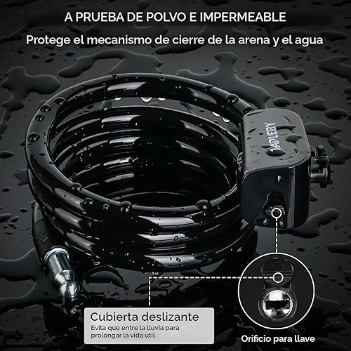 Miniatura 3 de Hapleby Candado de bicicleta de alta calidad con 2 llaves, bloqueo de cable profesional de bicicleta de 4 pies, cable de bloqueo de bicicleta