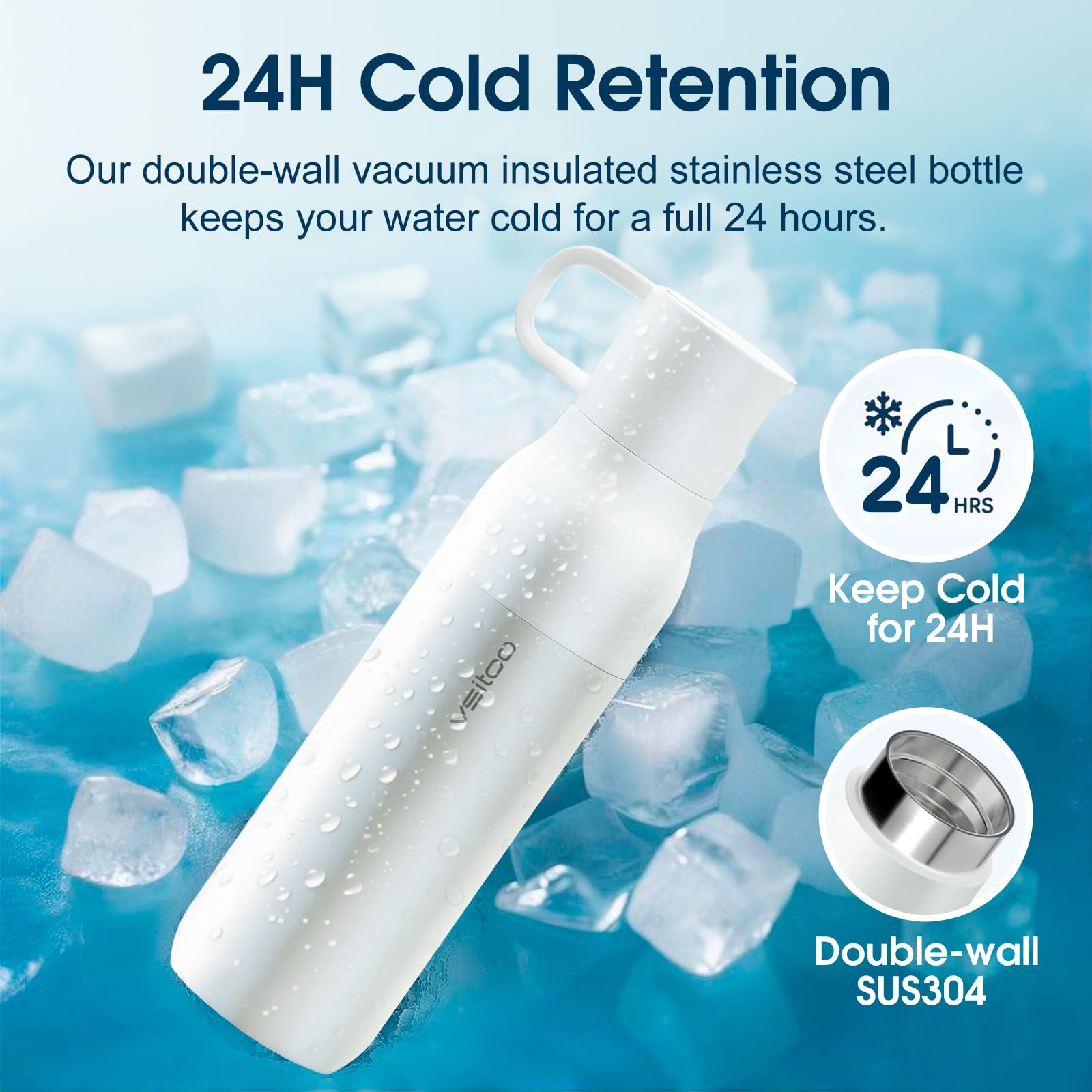 vsitoo Botella de agua filtrante de fibra de carbono de 25 onzas, botellas de agua aisladas de acero inoxidable con filtro, botella de agua filtrante sin BPA, reemplaza a 300 botellas de agua de