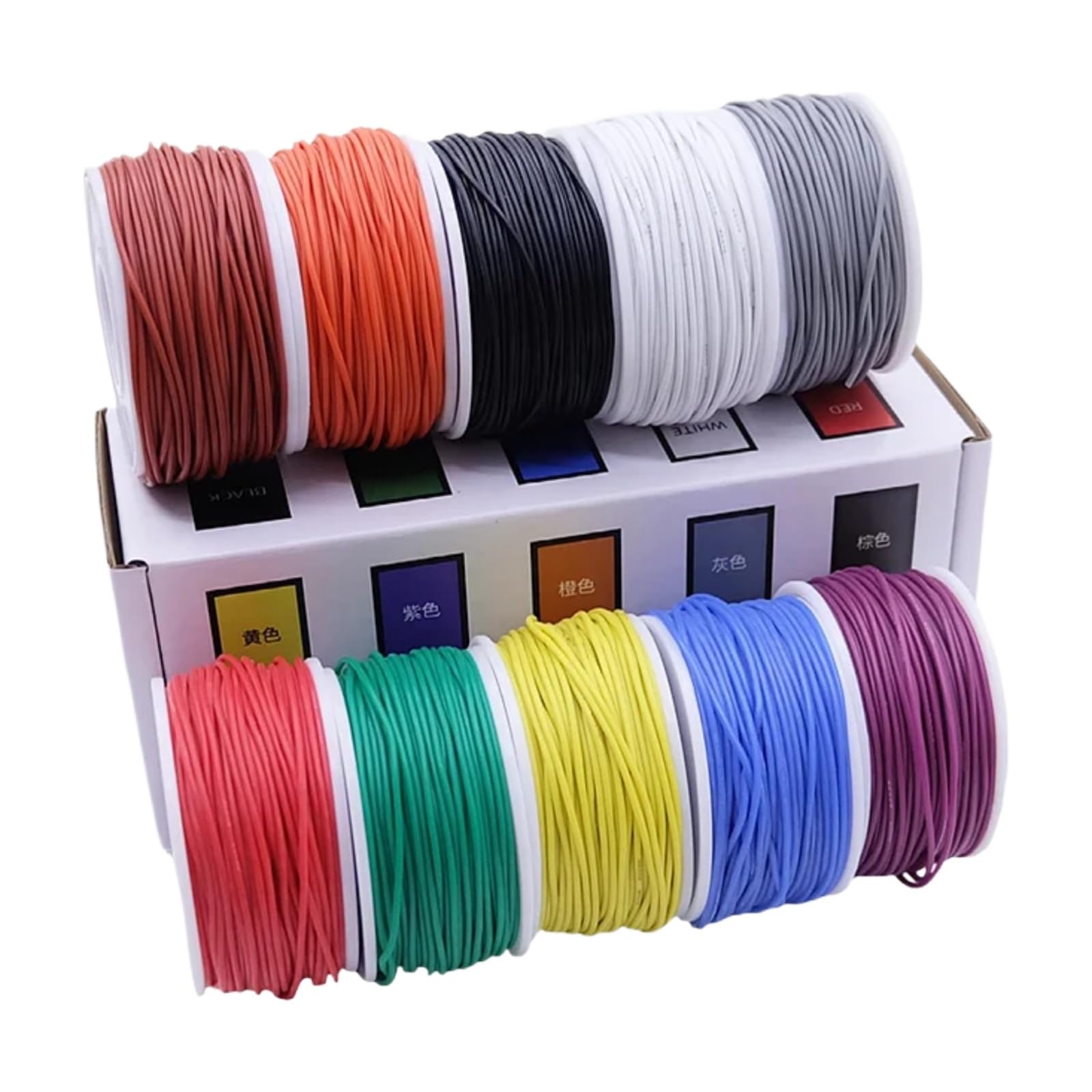 Cables de silicio blando 5 Kit en caja de color 30/28/26/24/22/20AWG cable torcido(Boxed 4; 28AWG (20 metros x5 roll))