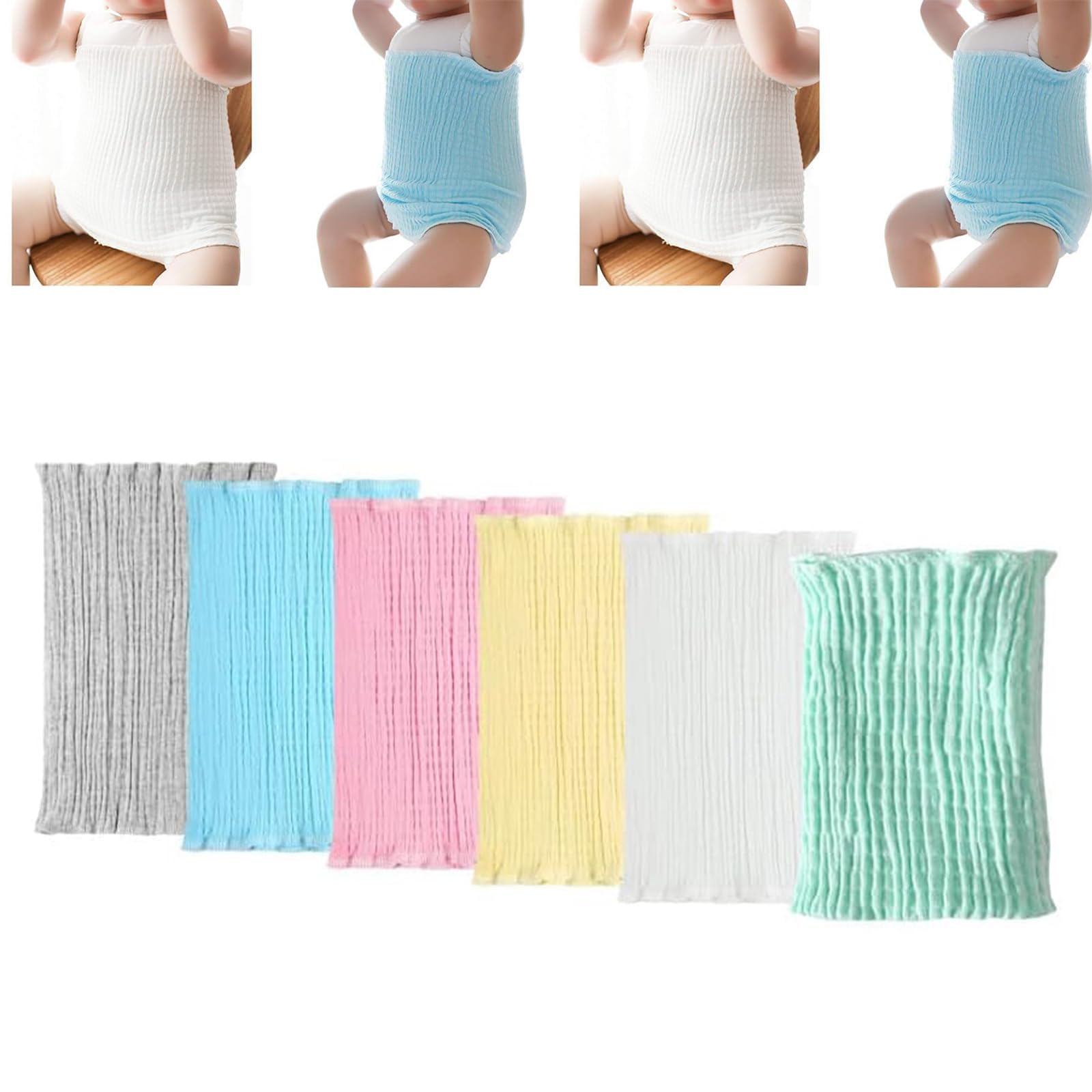YLUSUJAKX 6PC Baby Belly Button Band Cotton Umbilical Hernia Belt Baby Elastic Gtube Belly Bands For Babies Toddler Boys Girls (10