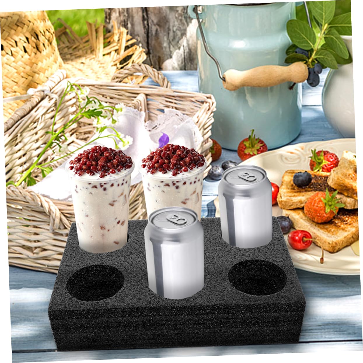 Luxshiny 3Pcs Drink Carrier Tray Cold Hot Beverages Holder for Takeout Secure Packing for Milk Tea Coffee and Soft Drinks for Restaurants Cafes