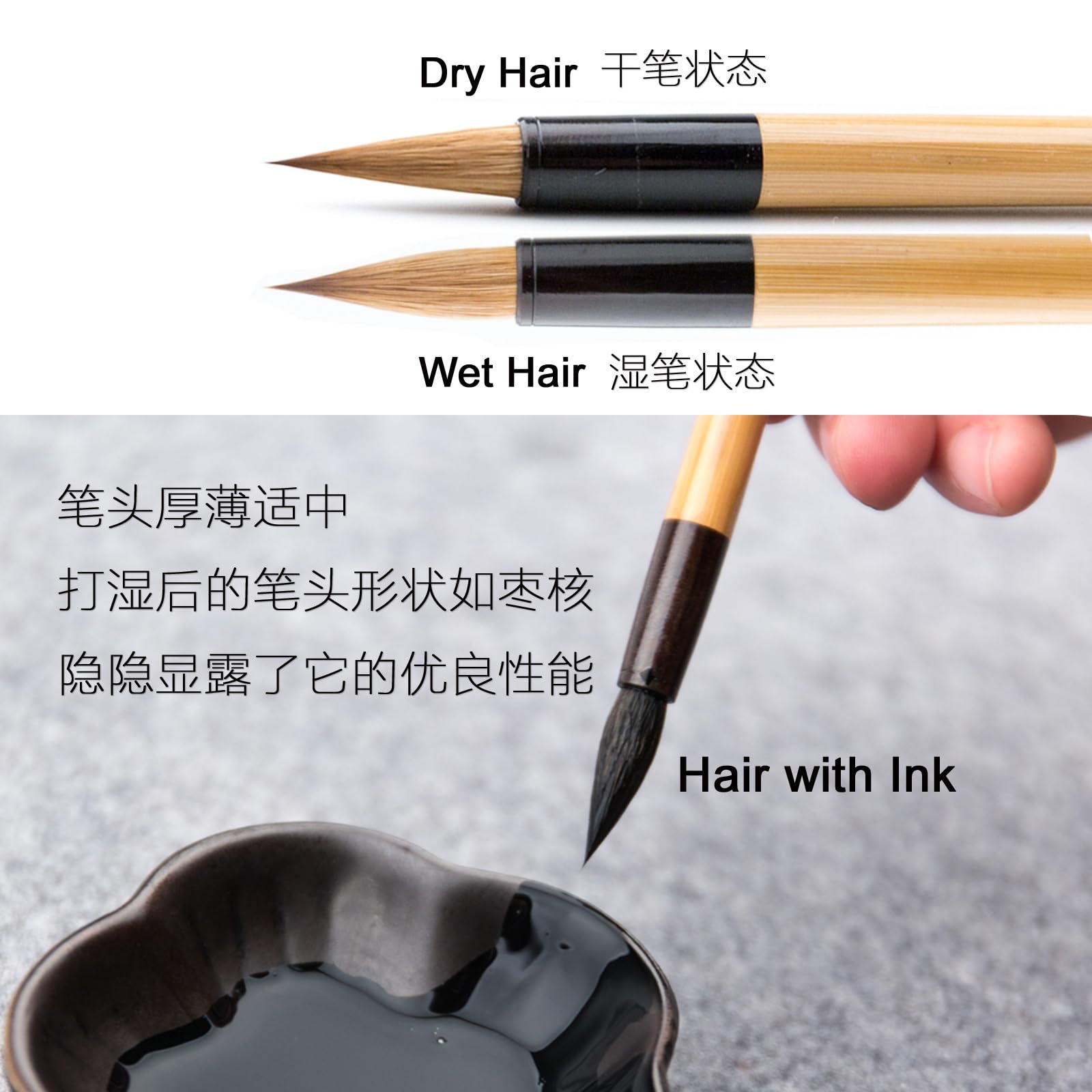 Amazon.co.jp: Qi Ming Wen Fang イタチ毛 QingJin 中国書道用ブラシ