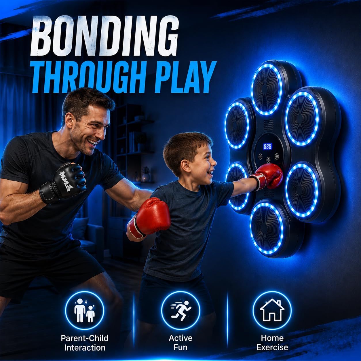 Music Boxing Machine - Máquina de boxeo electrónica con luces LED y Bluetooth, 9 velocidades para niños y adultos, entrenador de boxeo musical para casa y gimnasio
