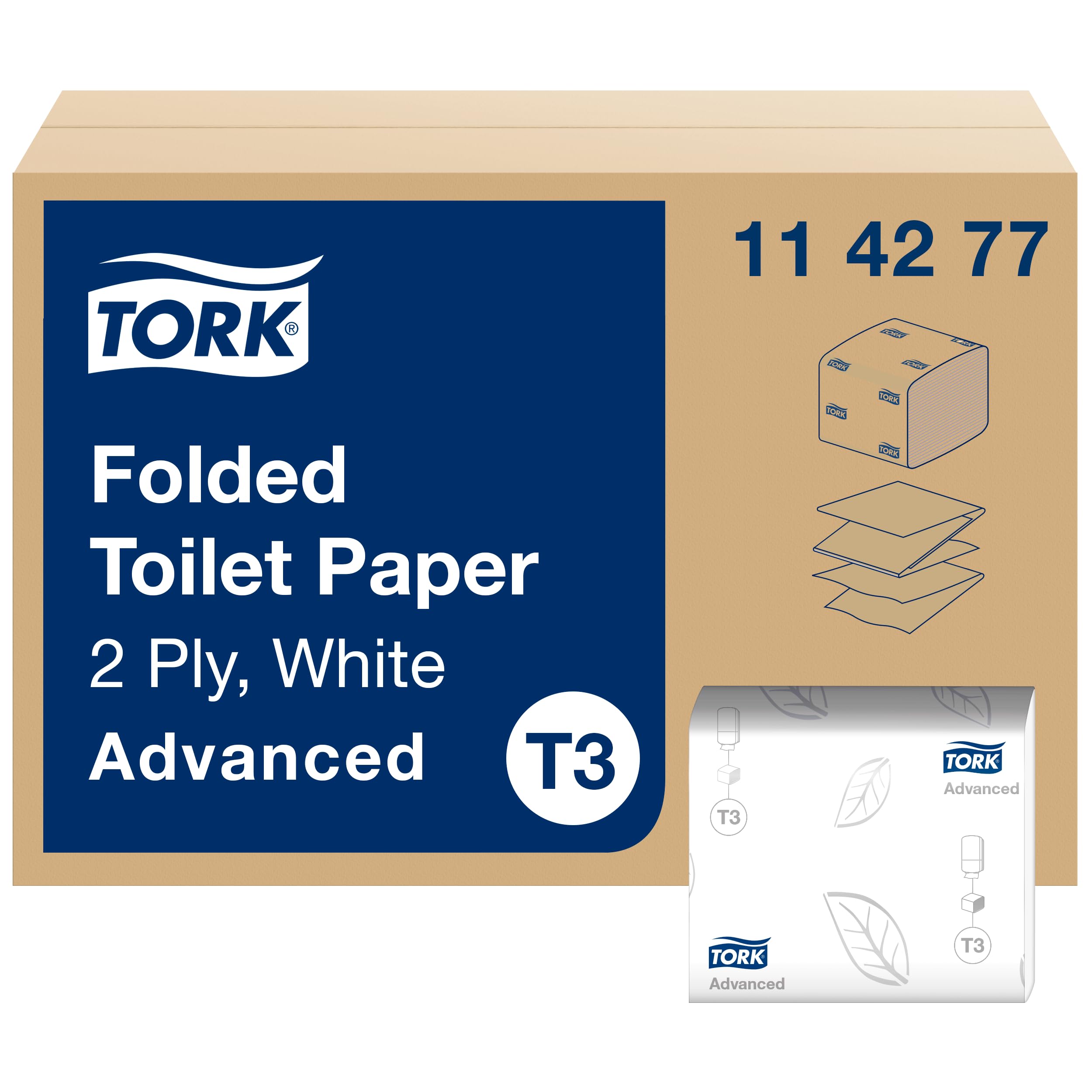 Tork Papel Higiénico Plegado Blanco T3, Advanced, 2 capas, 36 x 252 hojas, 114277