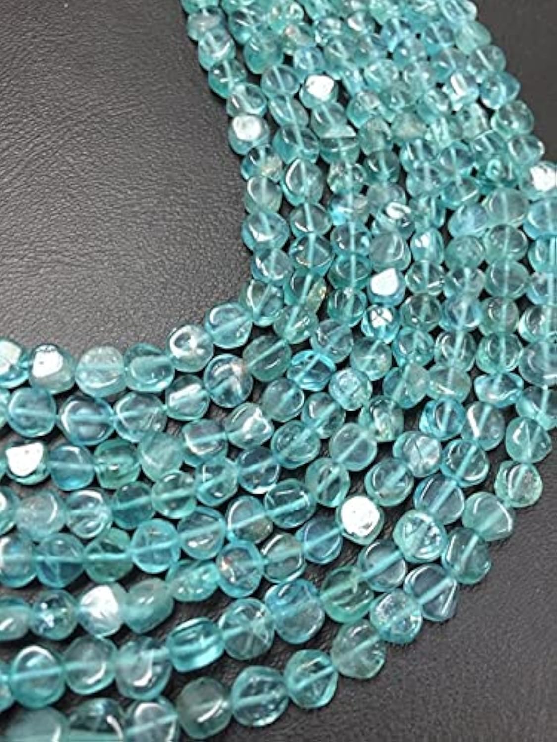 Apatite Smooth Coins 5mm de qualité gemme en fil de 14 pouces pour bijoux fins