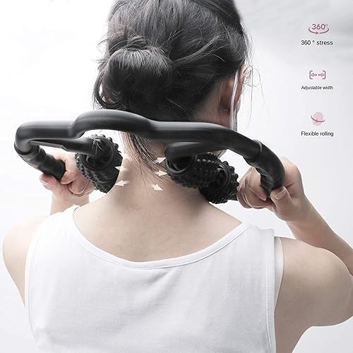 Vista 2 de Masajeador muscular de rodillo de espuma de 4 ruedas para piernas, cuello, mano, brazo, punto de activación, masajeador de relajación muscular