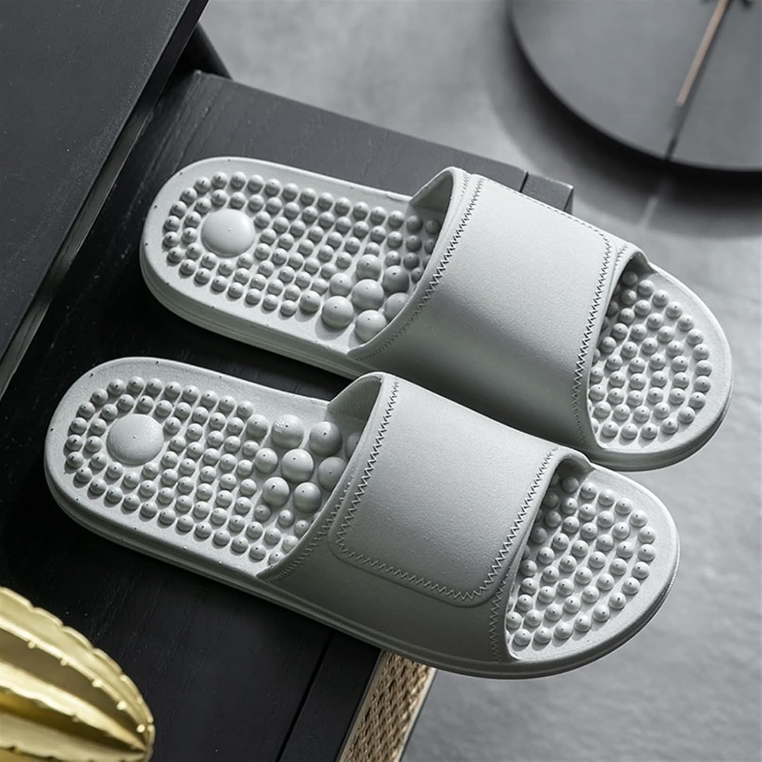 Acupressure Reflexology Massage Slippers Sandals for Men & Women Relief Plantar Fasciitis Sandals, Boost Circulation Improves Massage Therapy for Men Women Health(Size:8.5-9 Men,Color:Gray)