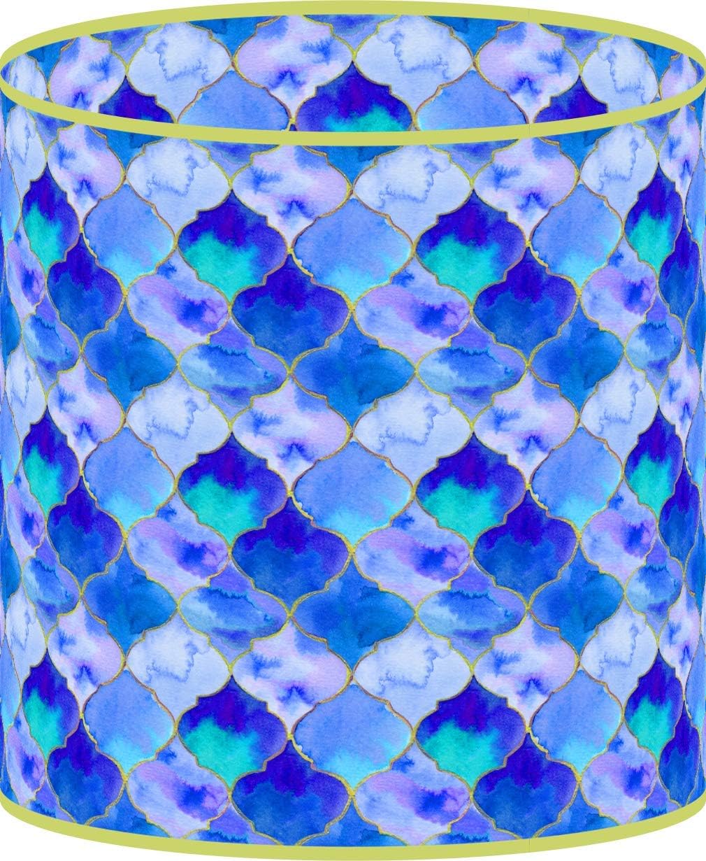 10 Inch Table Lamp Shade - Bohemian Stained Glass Blue Canvas Desk Lampshade (Spider Fitting)