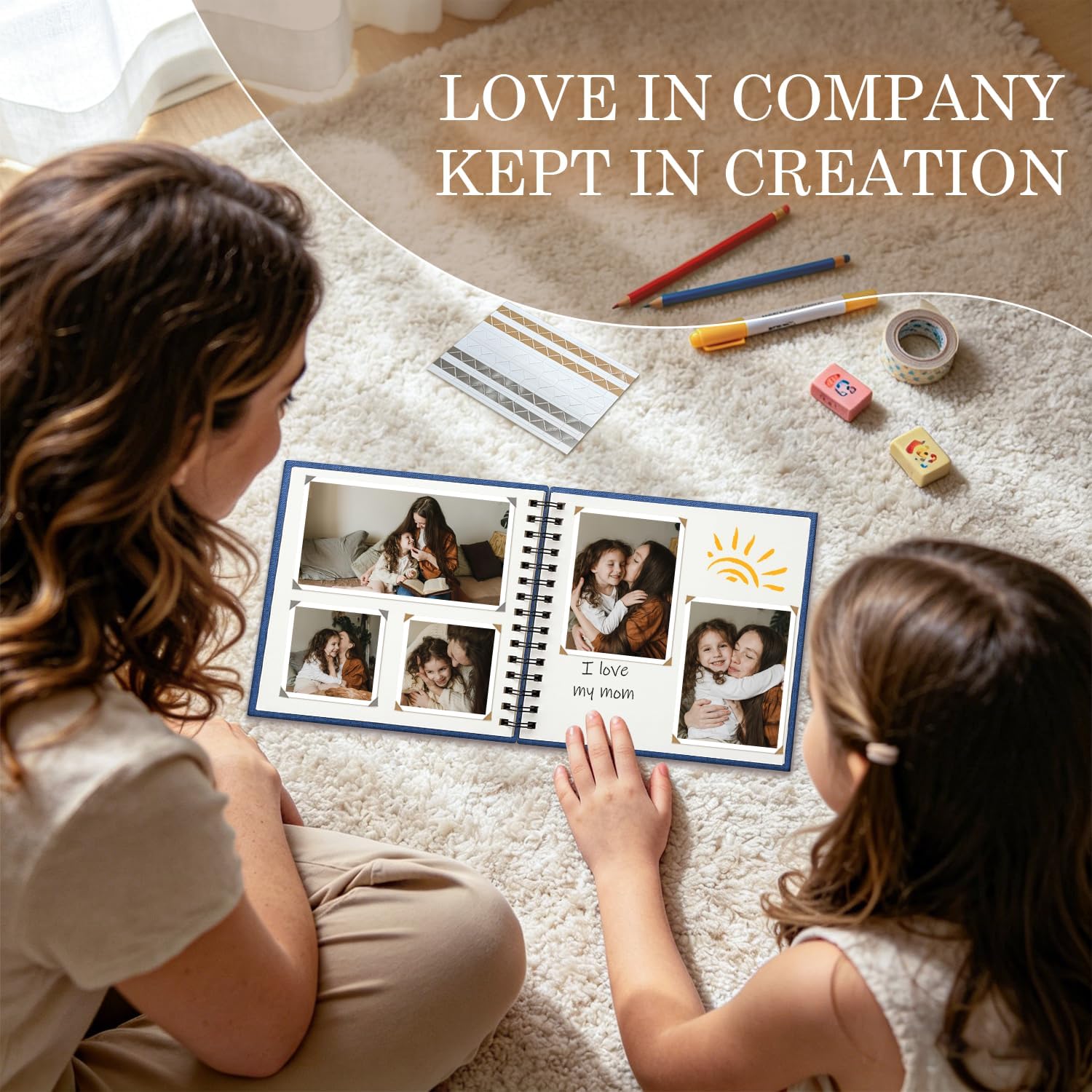 Popotop Scrapbook Photo Album, 12x12in 60Pages DIY Hardcover Kraft Blank Memory Book with Personalized Display Picture Window for Family, Wedding, Guest Book, Anniversary, Baby, Travel, Christmas