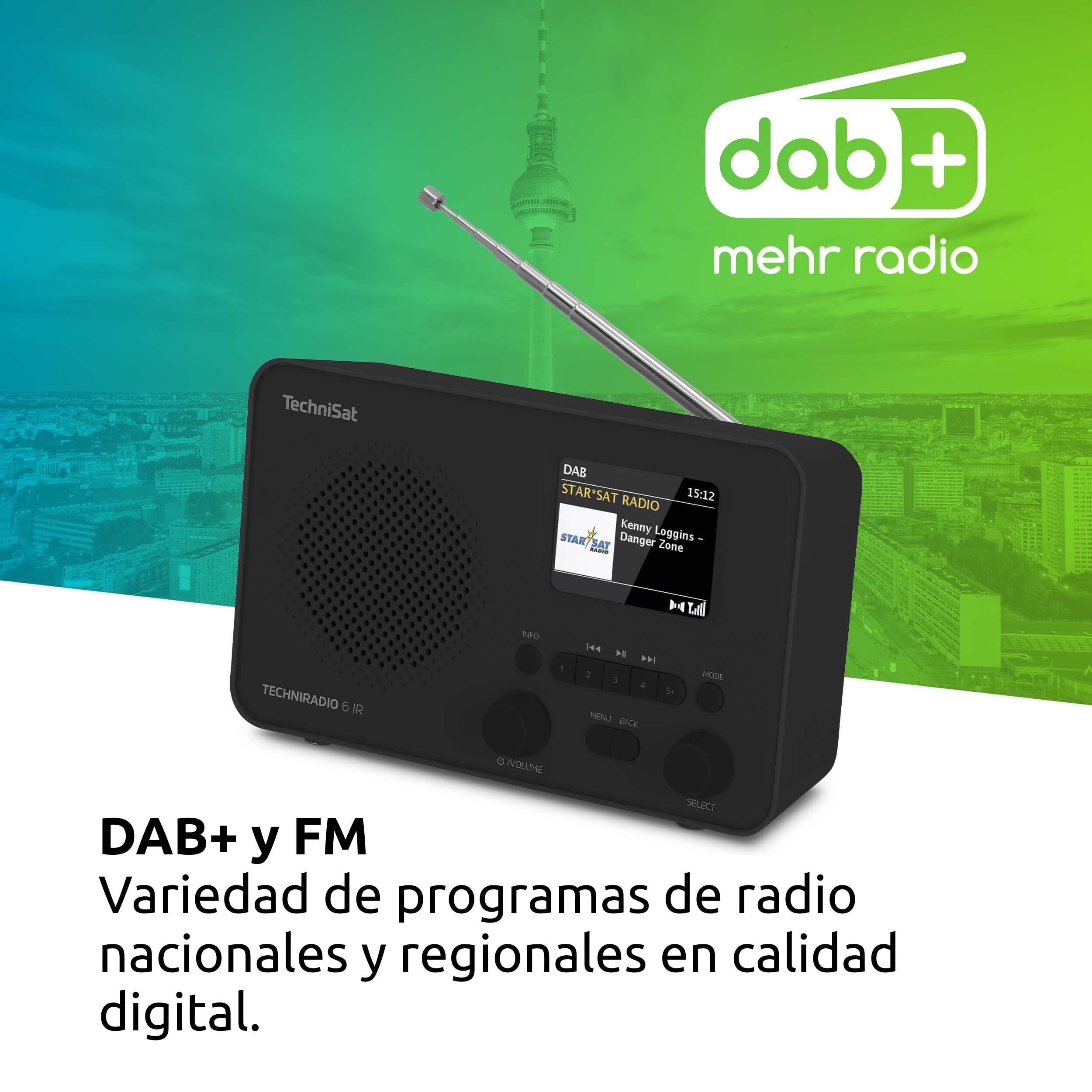 TechniSat TECHNIRADIO 6 IR Radio por Internet portátil DAB+ FM Wi-Fi Bluetooth 3 W RMS Negro