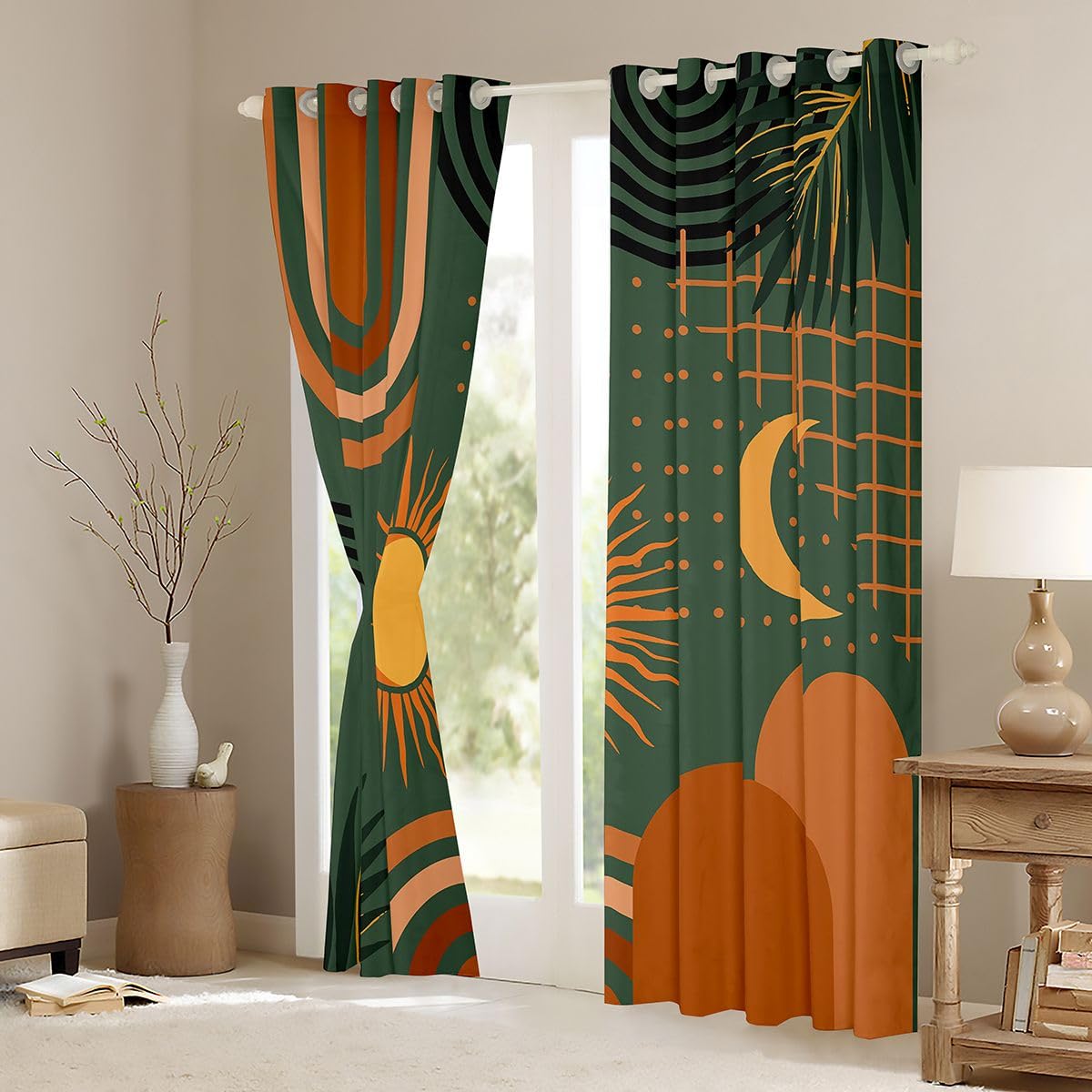 Homewish Lot de 2 Rideau Occultant 140x245cm Boho Milieu du Siècle