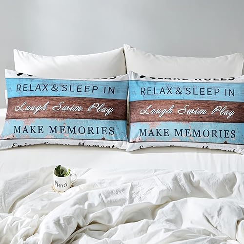 Miniatura 5 de Juego de funda de edredón rústica de madera con estampado de cabaña de lago tamaño Queen para niños, niñas, niños, adolescentes, decoración de