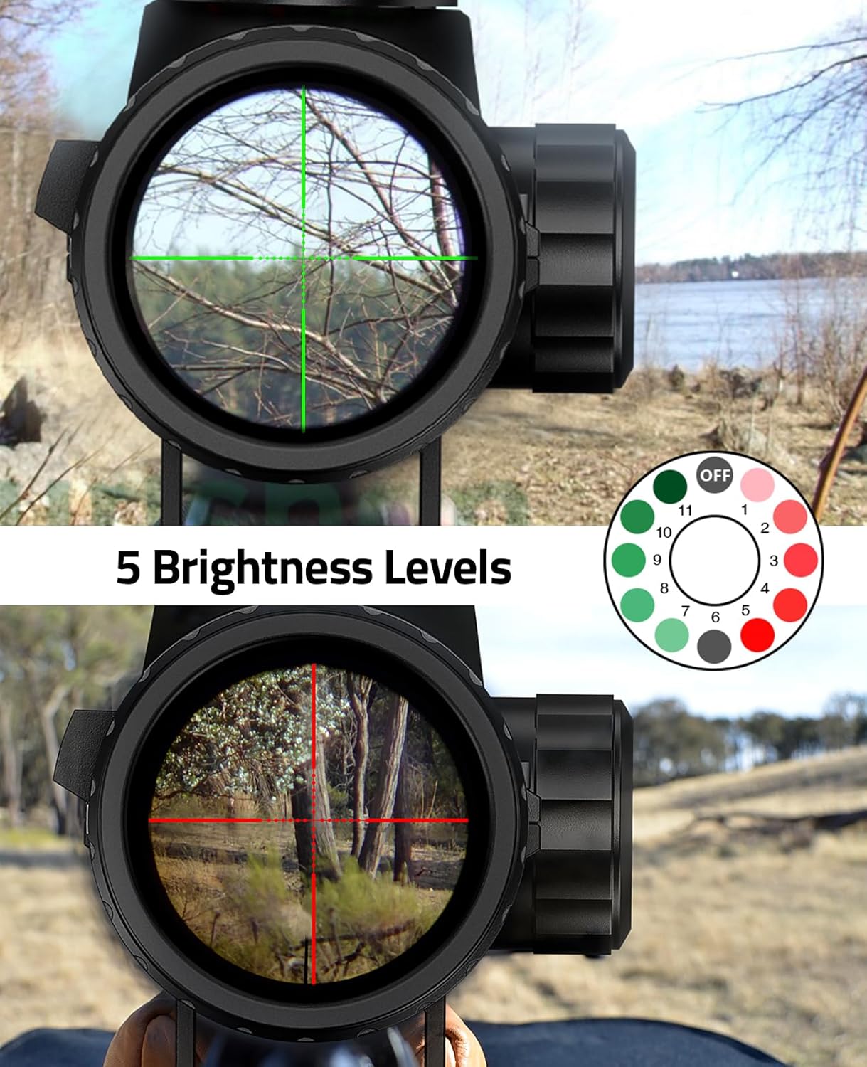 CVLIFE 3-9x40 Rifle Scope, Red & Green Illuminated Optical Riflescope, 1 inch Tube Scope for Hunting with Mounts