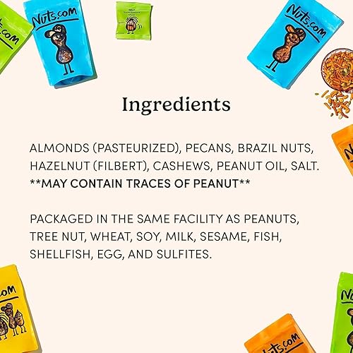 Miniatura 3 de Nuts.com Nueces mixtas tostadas (50% menos de sal) – 24 paquetes de bocadillos individuales – Almendras, anacardos, nueces pecanas, nueces