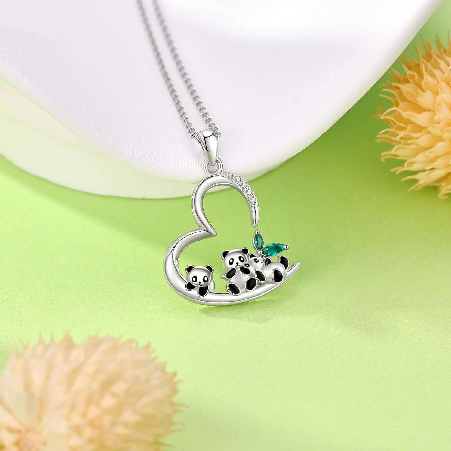 Pandas Necklace Sterling Silver Animal Pendant Animal Jewelry Gifts for Women Panda Lovers Mom - Image 4