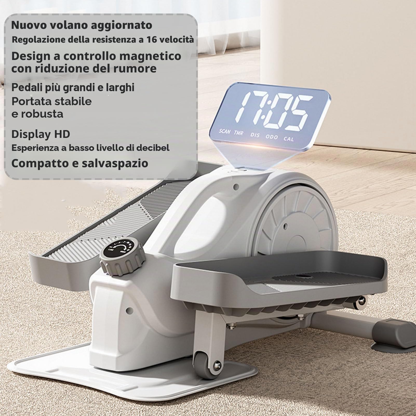 Ellipse Leg Exerciser per Anziani e Adulti, pedaliera elettrica con 16 velocità Regolabili, Stepper per Esercizi di Salute e Fitness