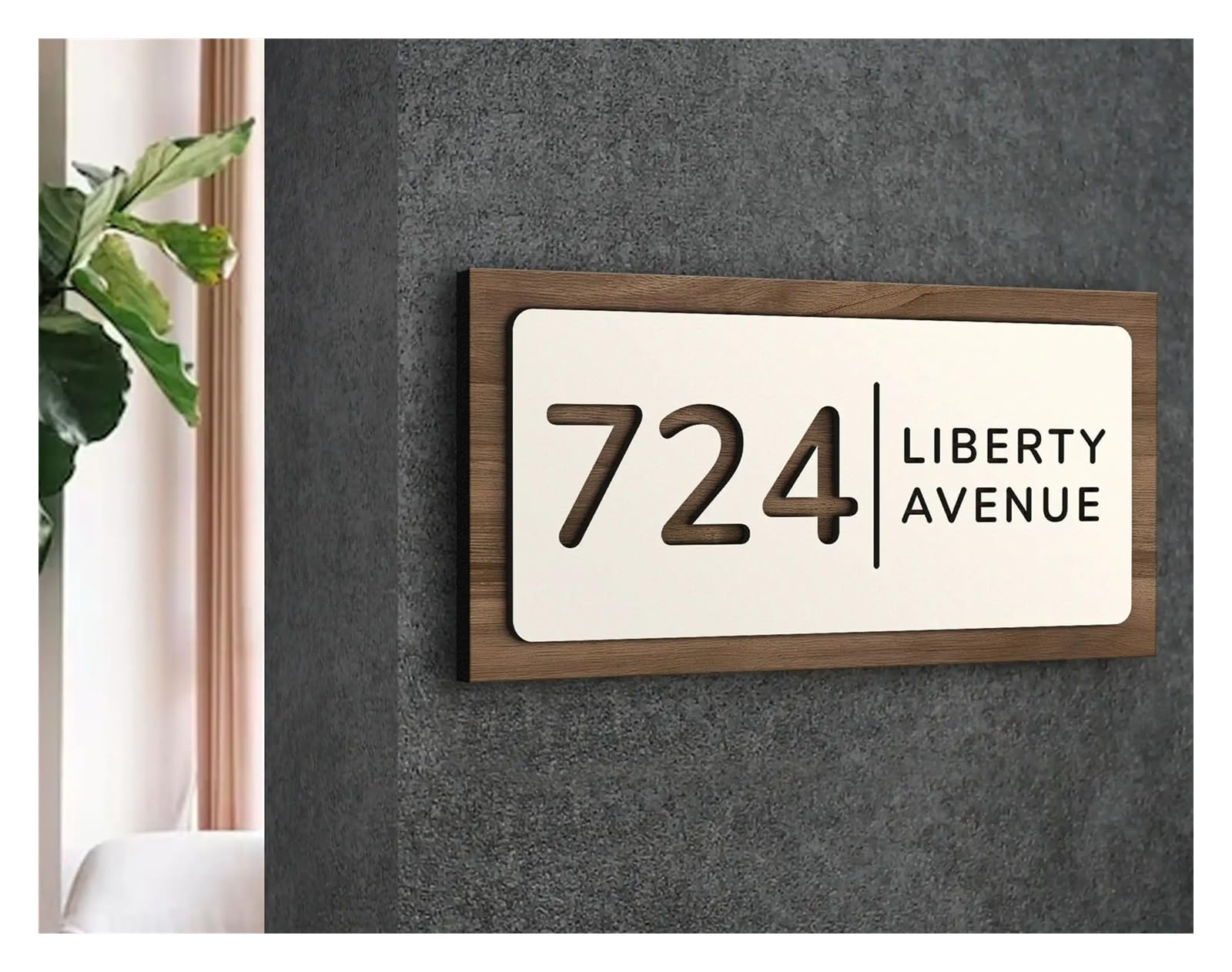 MaßGeschneiderte TüRschilder,TüRschild Personalisi Personalisiertes schwimmendes Hausnummernschild for den Außenbereich, Namensschilder for die Straße, Mattes Holz, Wand- und Türschild (Color : 1, S