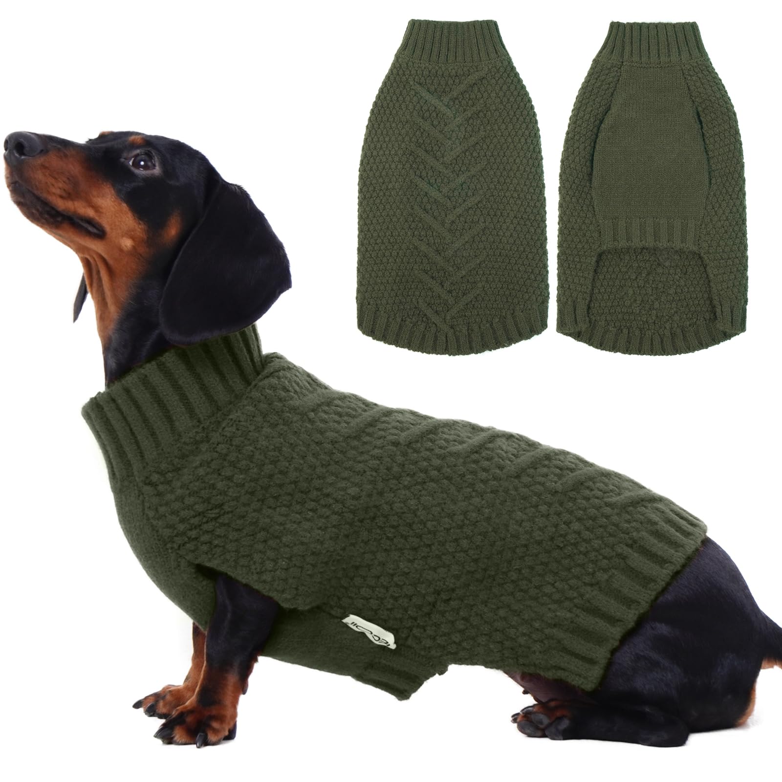 IECOii Large Dog Jumper, Sleeveless Dog Sweater, Warm Pet Winter Coat - Army Green, L, Armygreen, Large(Chest:20.9 in)