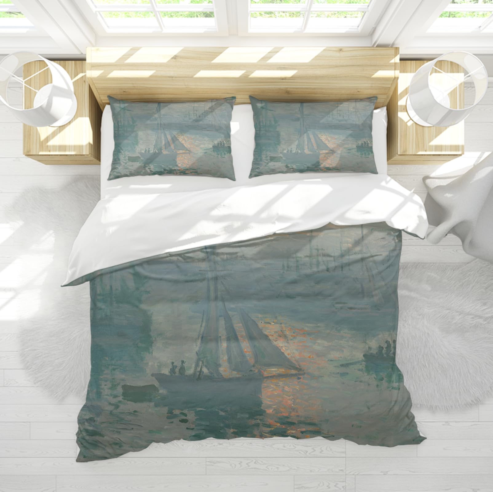 Housse de Couette Monet 260x220 anti-glissement avec attaches d'angle