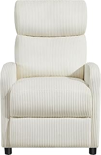 Yaheetech Relaxsessel Fernsehsessel Einzelsofa Ruhesessel mit Verstellbarer Beinablage Liegesessel aus Cordstoff Beige