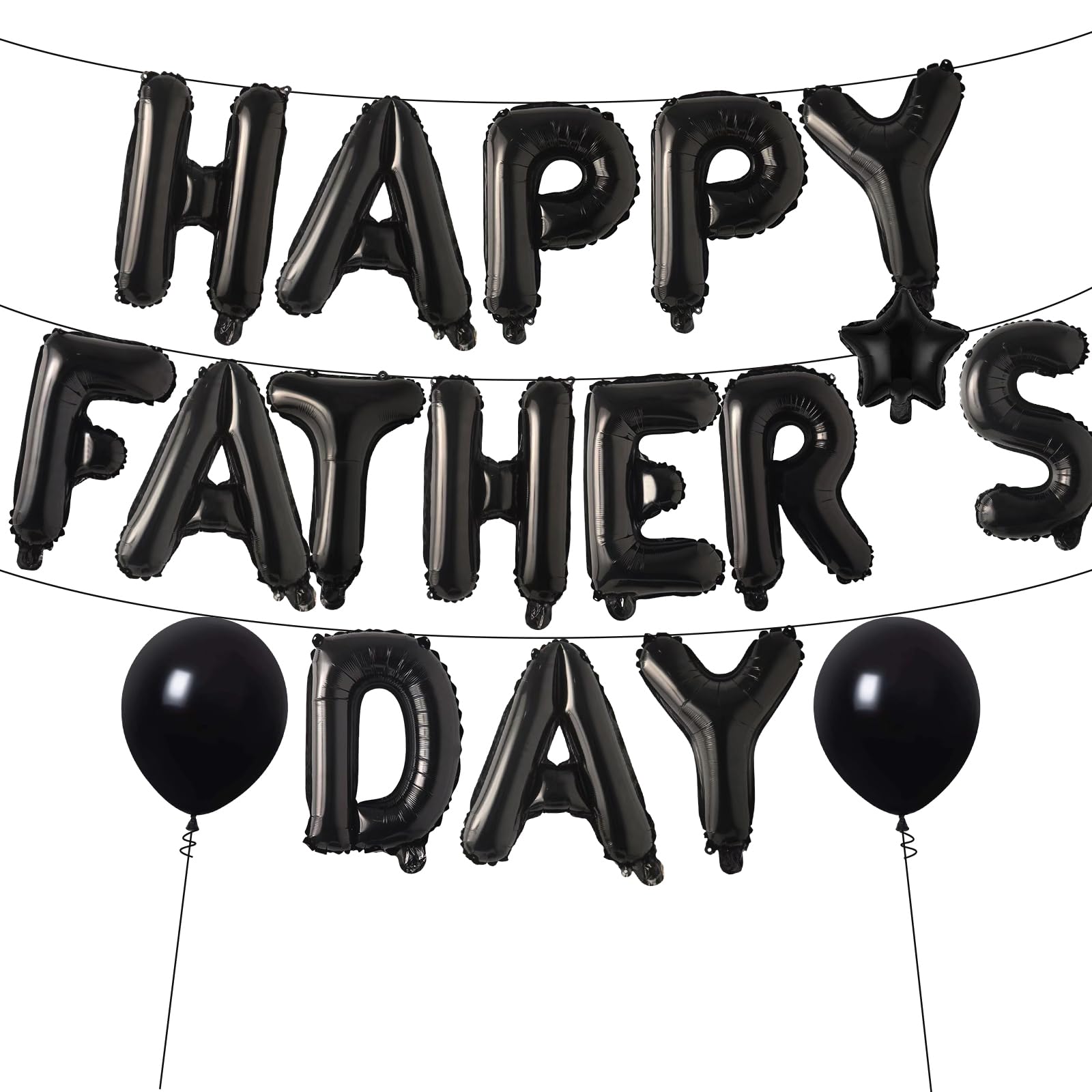 16 Inches HAPPY FATHER'S DAY Letter Balloon Banner with Star and Latex Balloons - Mylar Foil Alphabet Balloons Sign for Father's Day Dad Party
