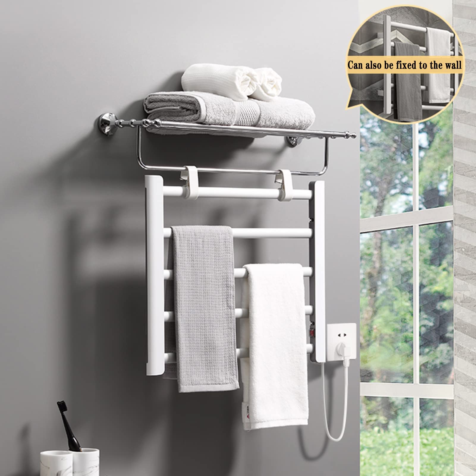 Radiador Calentador de Toallas eléctrico para baño, Ahorro de energía, Calentamiento rápido, toallero eléctrico - Aluminio Espacial