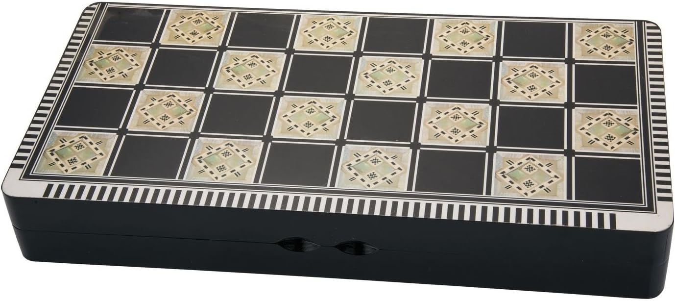 Turkish Style Persian Arabic Backgammon Chaquete (تخته نرد) Chess Checker (3 in 1) Set Wood 19.5"x10"x3" طاولة الزهر