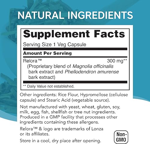 Miniatura 3 de Relora - Suplemento de control de estrés y peso. Cápsulas vegetales de 300 mg - 60 porciones por botella.