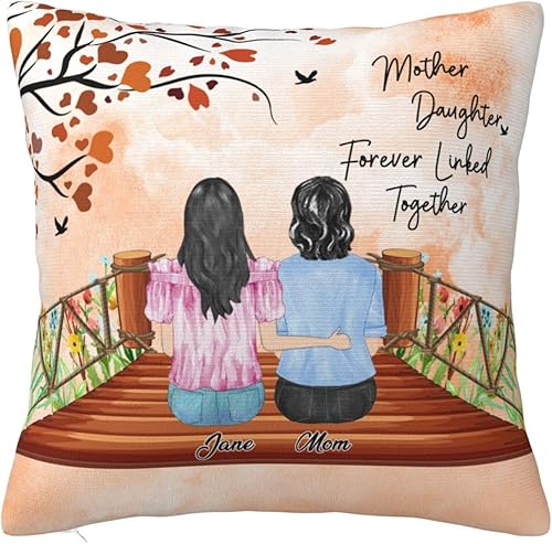 Amabery Fundas de almohada con estampado personalizado para madres y niños, regalo para niños, mamá, esposa, abuela y abuela