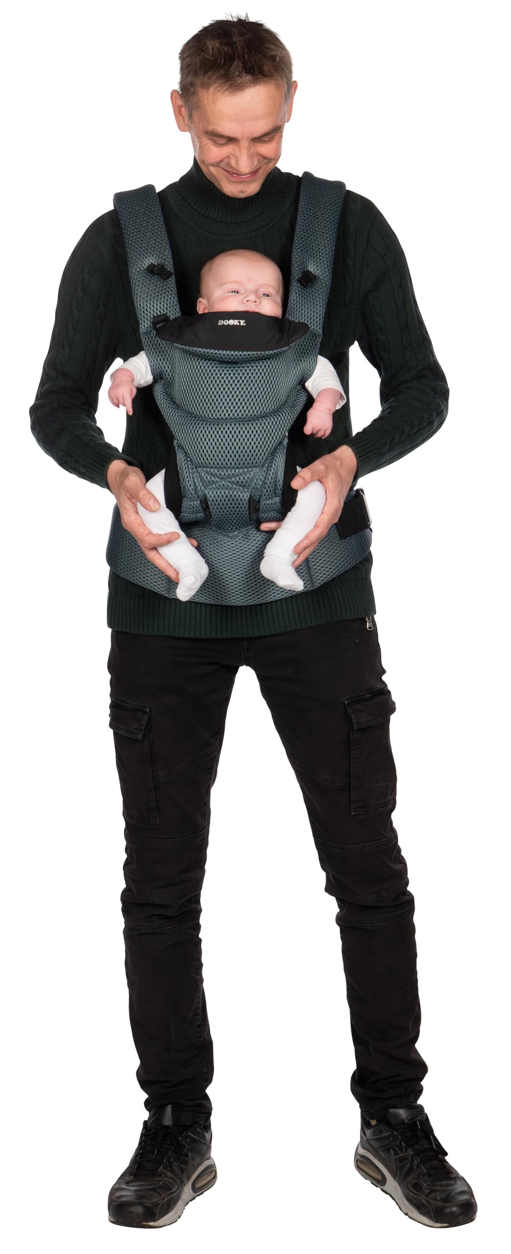Portabebés ergonómico Dooky Urban Comfort (adecuado desde el nacimiento 0-3 años y 3,5-15 kg, ideal como primeros auxilios para el bebé, tres opciones de transporte diferentes), Grey sapphire