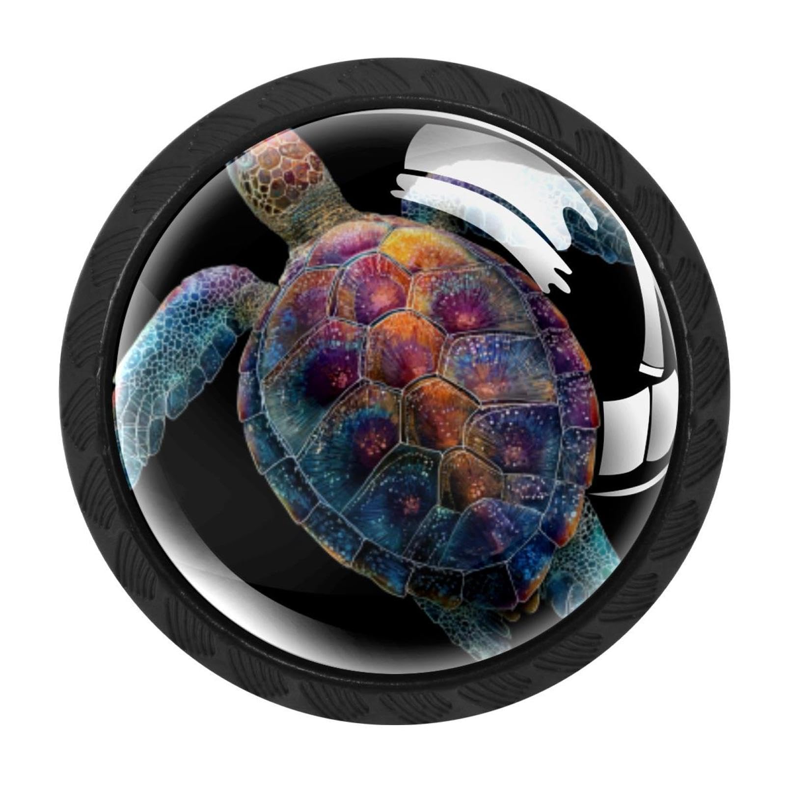 CHENZZZZ 4 Pieces Dresser Knobs Sea Ocean Animal Turtle Abstract Art (2) Drawer knobs Cabinet Knobs Pull Handles for Home Kitchen Office