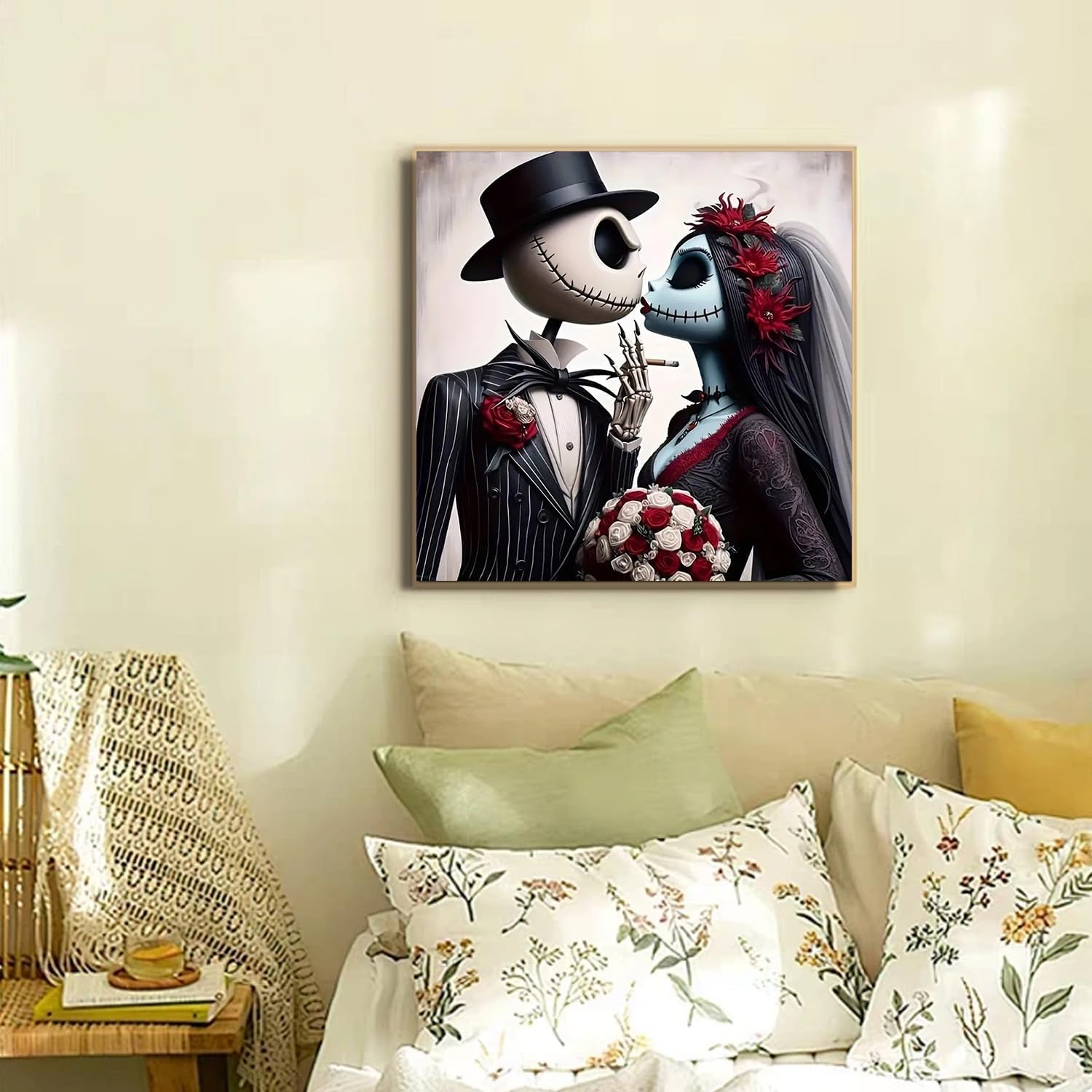 AIBOERL 5D Jack and Sally Halloween Diamond Painting Kits for Adults,Jack and Sally Diamond Art Kits for Adults Beginners,Diamond Painting Full Round Drill Crafts Kit for Home Wall Decor Gift 14x14in