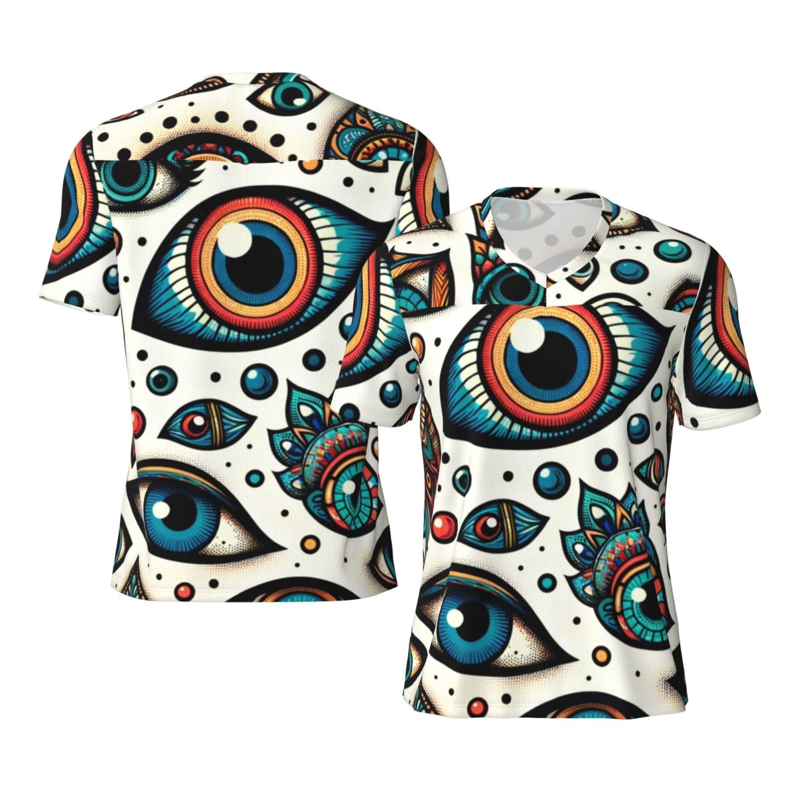 Stylish Athletic Sports Jersey The-Colorful-Evil-Eye Men's Rugby Jersey 4X-Large