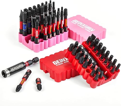 Miniatura 12 de Juego de puntas de destornillador de impacto, 33 piezas de 3" Cabezas múltiples magnéticas de acero S2 PH/SQ/Torx/Pozi con base suave roja