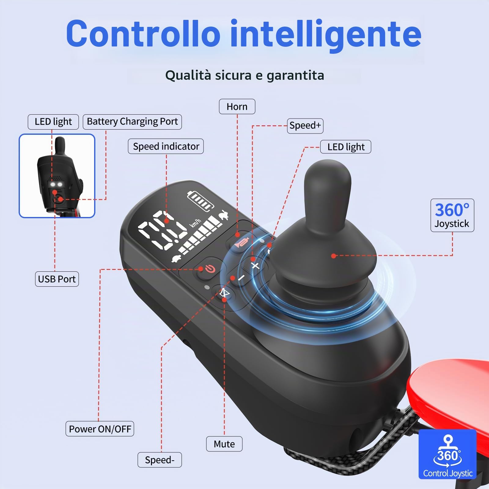 Sedia a rotelle elettrica pieghevole leggera carbonio: 25 Chilometro sedia a rotelle elettrica con pneumatici antiforatura - sedia a rotelle elettrica con schienale traspirante fino a 150 kg
