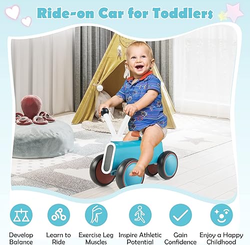 Miniatura 2 de BABY JOY Juguete de paseo para niños pequeños, bicicleta de equilibrio para bebés de 10 a 24 meses con dirección limitada, manillar y asiento de