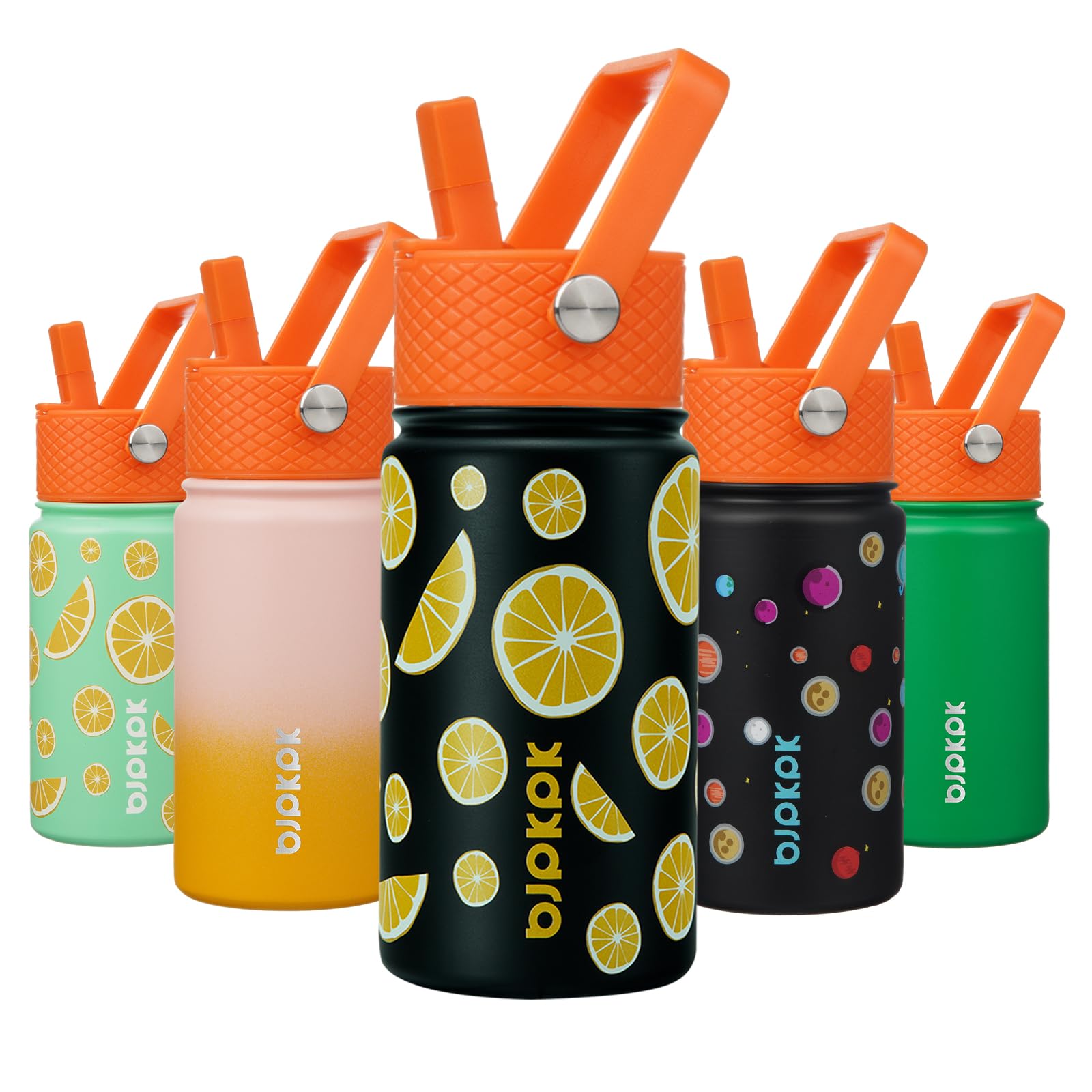 BJPKPK Insulated Water Bottle, 15oz Stainless Steel with Straw Lid