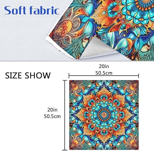 Miniatura 7 de Nander Hermosas servilletas de tela de mandala, suaves, cómodas, reutilizables, juego de 6 servilletas perfectas para cenas familiares, bodas,