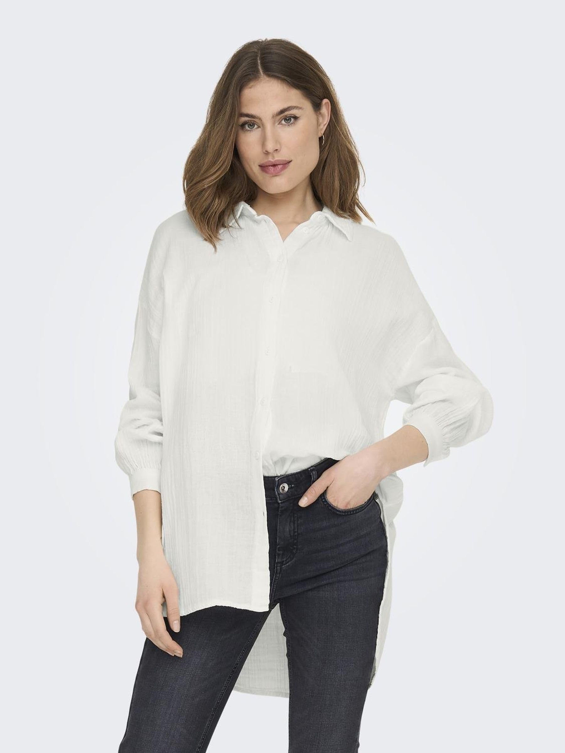 ONLY Onlthyra Oversized Shirt Noos Mujer Manga Larga Beige Más Grande