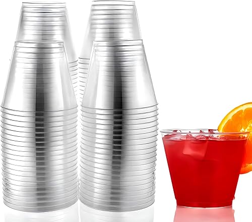 Vasos de plástico duro de 9 onzas vasos de fiesta vidrio antiguo 50 vasos de bebida transparente