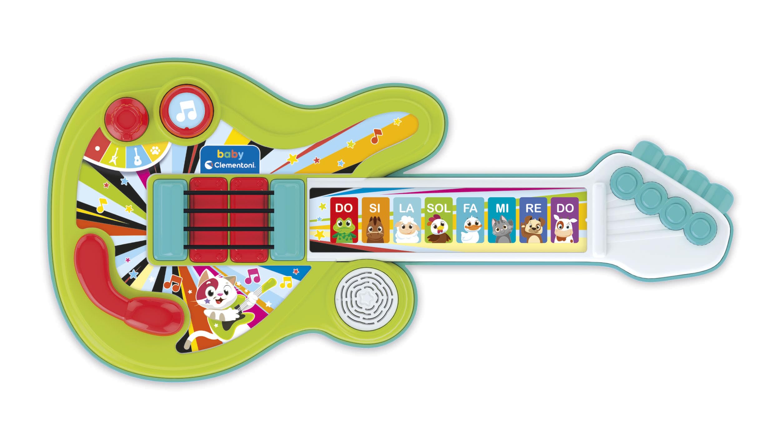 Clementoni Baby - Chitarra degli Animali, Strumento Musicale Elettronico 18+ Mesi, 3 modalità di Gioco E 8 Tasti Interattivi, Sviluppa Coordinazione E creatività, 17978