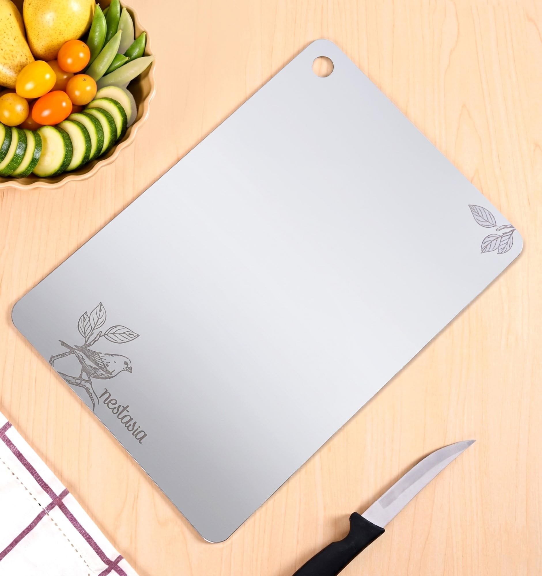 Nestasia Stainless Steel Chopping Board - Bird Motif -9