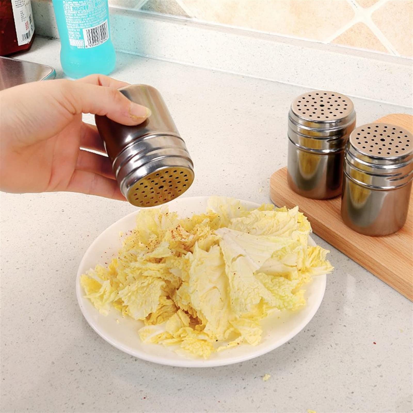 Tarro de condimento, dispensador de condimentos, tarro de condimento de acero inoxidable, salero, azucarero, botella de pimienta, cubierta giratoria, soporte for palillo de dientes, lata de almacenami