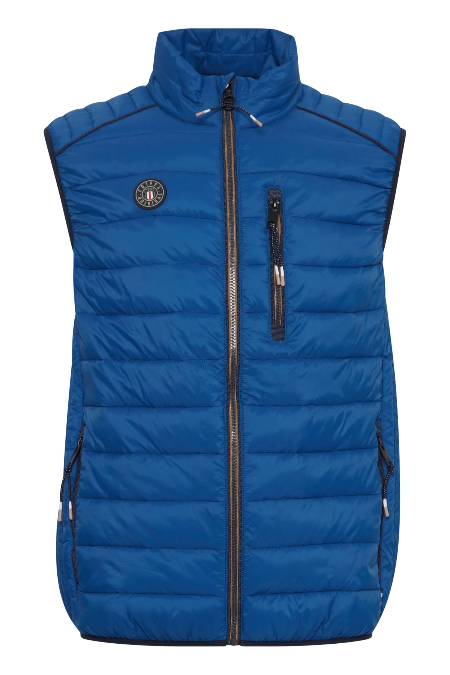 FQVinncent Gilet da uomo imbottito da esterno con tasche con cerniera, tasca sul petto, dettagli etichette, vestibilità regolare