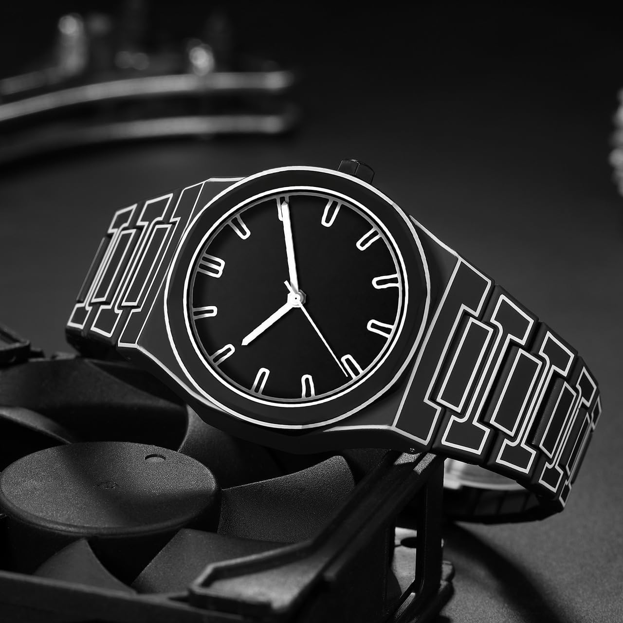 Gosasa Montre à quartz unisexe pour homme et femme - Style dessin animé - Étanche - Minimaliste - Noir et blanc