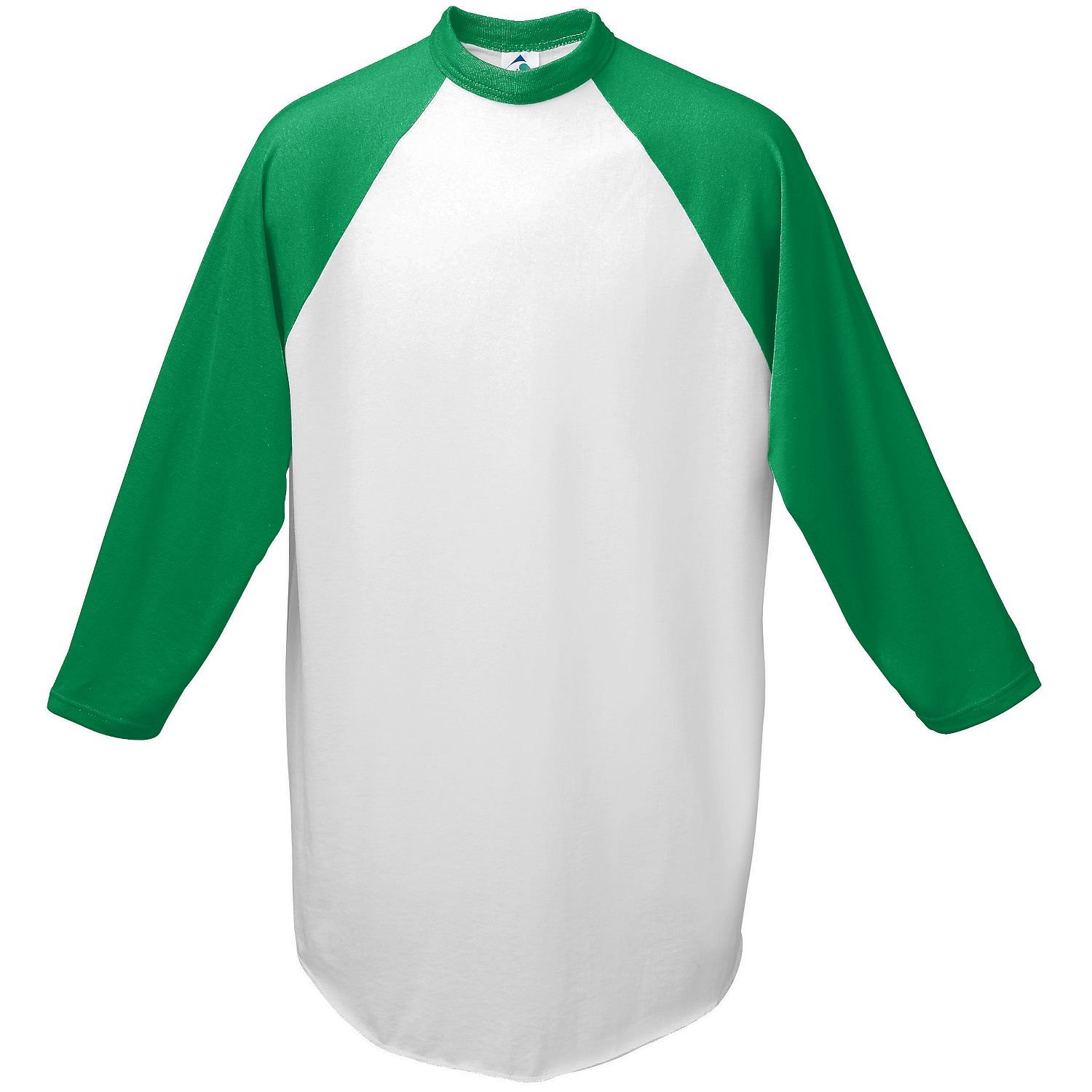Augusta-Baseball Jersey Raglan 3/4 sleeves~White/Kelly Green~Adult-LG