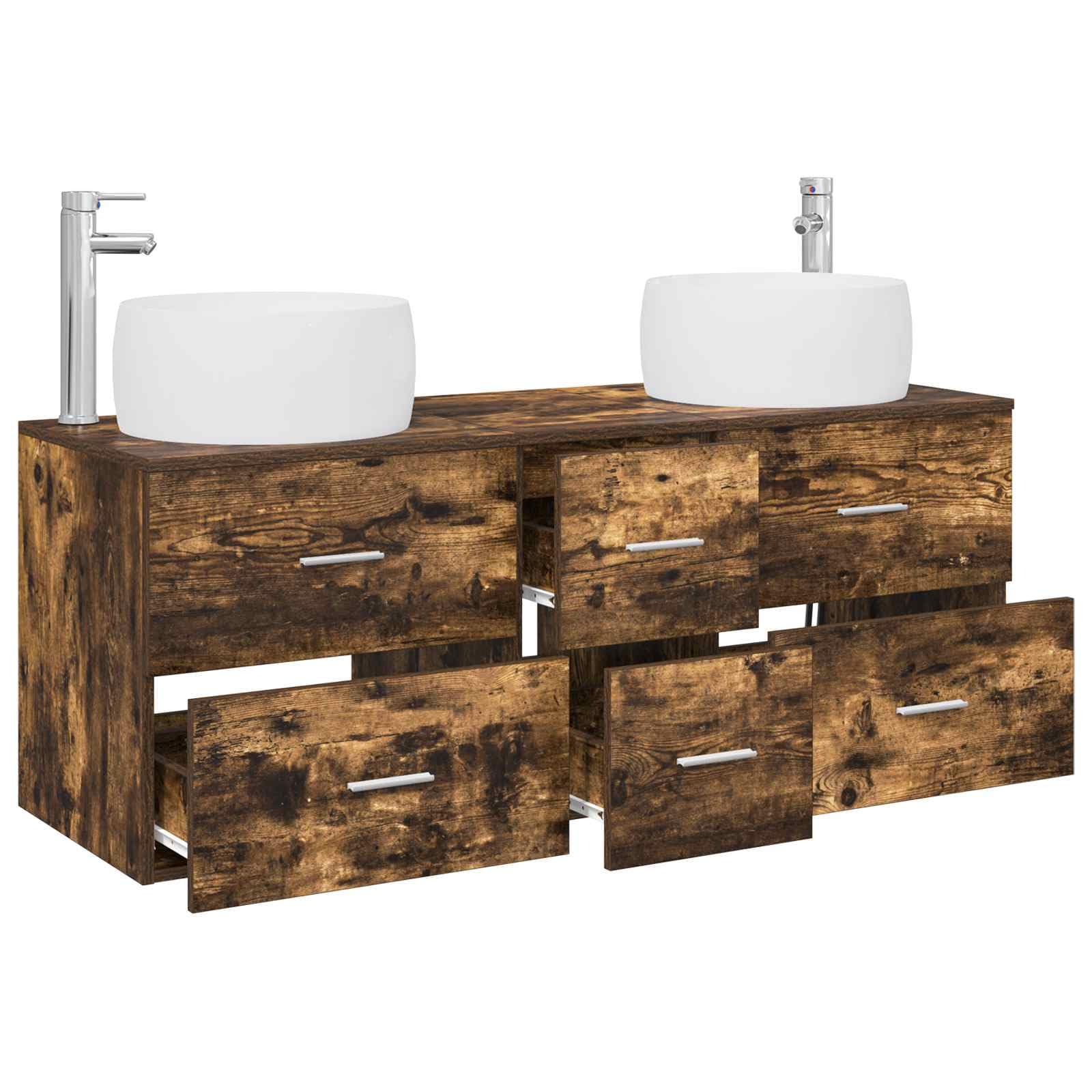 Juego Mueble Baño 3 Piezas Roble Ahumado