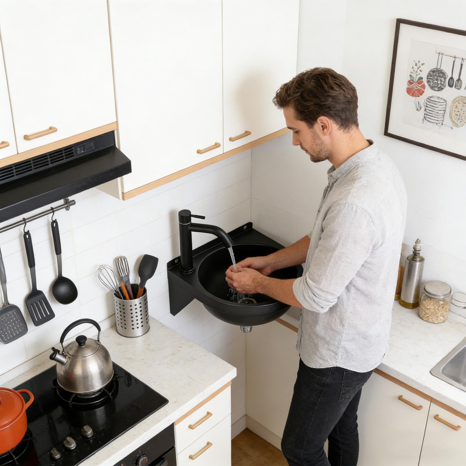 Bagno Mobile Con Lavabo Lavabo Semircolare Per Lavaggio Mani | Lavello da cucina Per Bagno Servizi Igienici Toeletta Cucina Lavanderia Ristorante Casa Bar Hotel