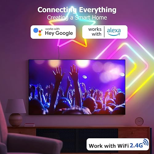 Miniatura 9 de Galgreen Tira de luces de neón de 16.4 pies con control remoto regulable y adaptador, tira de luces LED inteligentes flexibles impermeables para
